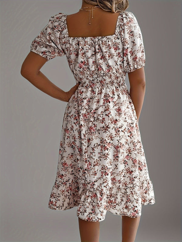 Eline | Bloemen Midi-Jurk